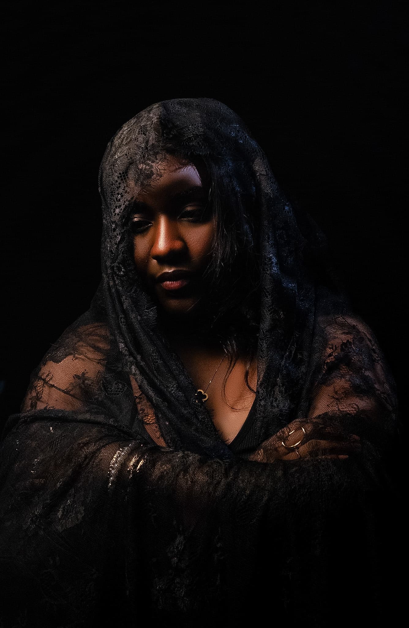 Gold lace portrait — studio session
